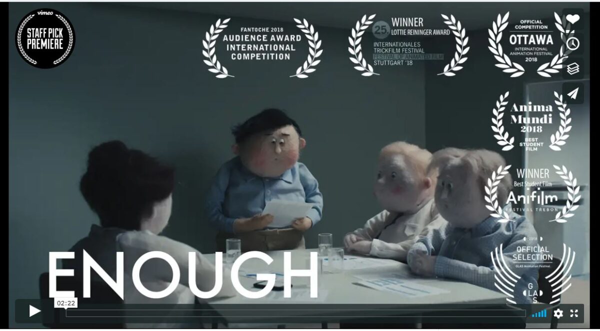 «Enough»: Το ελληνικό animation που σαρώνει τα βραβεία διεθνώς (Βίντεο)