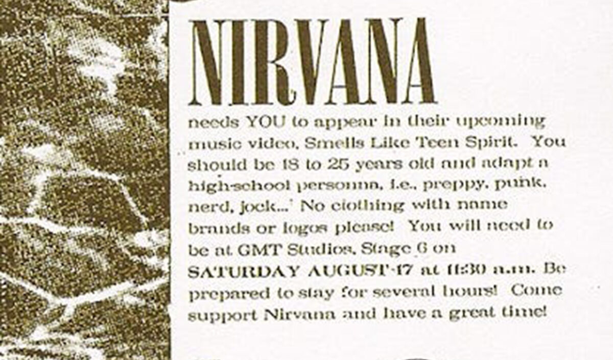 Αυτό ήταν το κάλεσμα για το casting του video ‘’Smells Like Teen Spirit’’ των Nirvana