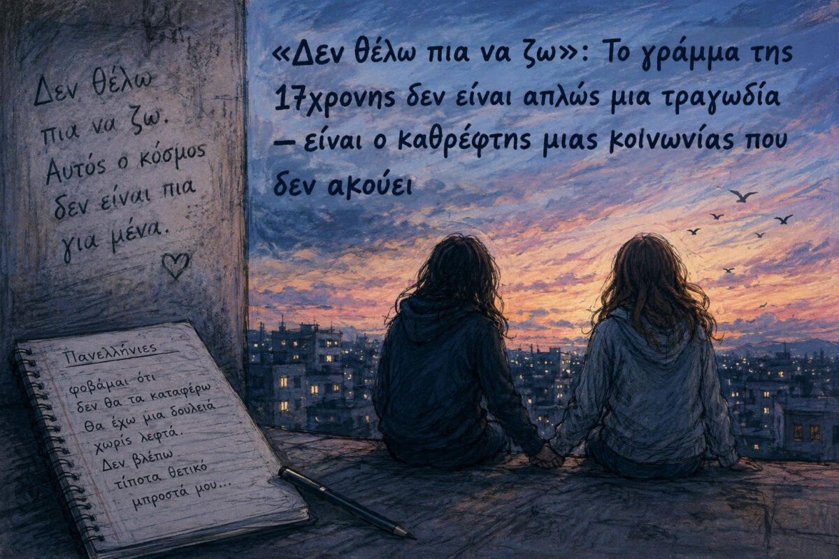 «Δεν θέλω πια να ζω»: Το γράμμα της 17χρονης δεν είναι απλώς μια τραγωδία. Είναι ο καθρέφτης μιας κοινωνίας που δεν ακούει