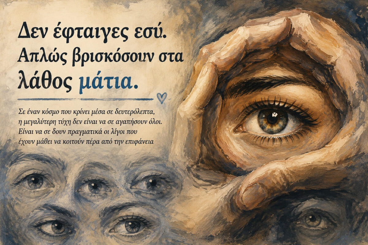 Δεν έφταιγες εσύ. Απλώς βρισκόσουν στα λάθος μάτια.