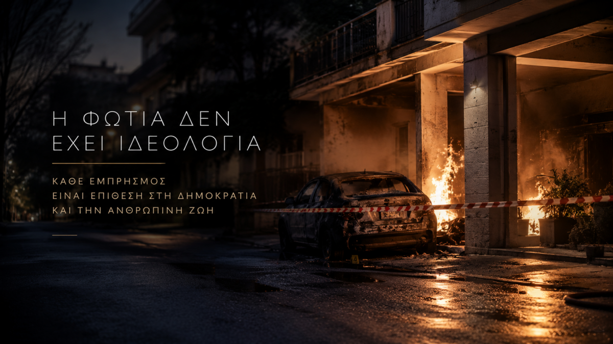 Η φωτιά δεν έχει ιδεολογία: Κάθε εμπρησμός είναι επίθεση στη δημοκρατία και την ανθρώπινη ζωή